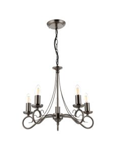 Trafford 5 Lights Ceiling Pendant Light In Antique Silver