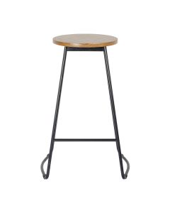 Trent Wooden Bar Stool In Natural With Black Metal Legs