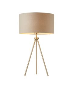 Tri Grey Linen Mix Fabric Table Lamp In Matt Nickel