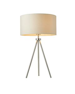 Tri Ivory Fabric Table Lamp In Chrome