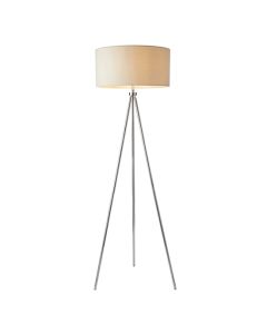 Tri Ivory Linen Mix Fabric Shade Floor Lamp In Polished Chrome
