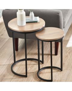 Tribeca Round Wooden Nest Of Side Tables In Sonoma Oak