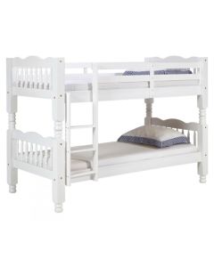 Trieste Chunky Wooden Single Bunk Bed In Whitewash