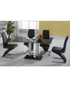 Trinity Black Glass Dining Set With Chrome Base And 4 Ankara Chairs