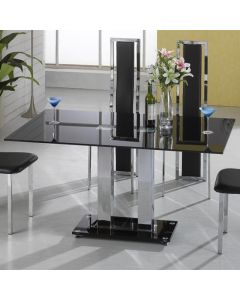 Trinity Black Glass Dining Table With Chrome Metal Base