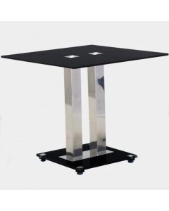 Trinity Small Black Glass Dining Table With Chrome Metal Base
