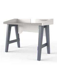 Truro Marble Effect Wooden Computer Desk In Grey