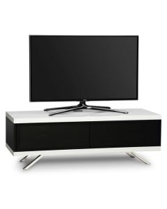 Tucana Wooden TV Stand In White High Gloss With 2 Storage Compartments