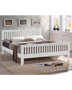 Turin Wooden Double Bed In White