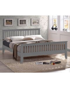 Turin Wooden King Size Bed In Grey