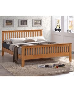 Turin Wooden King Size Bed In Honey Oak