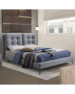 Tuscany Fabric Upholstered Double Bed In Light Grey