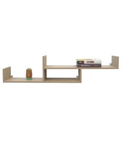 Tweed Floating Wooden 2 Tier Wall Shelf In Oak Effect