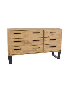 Texas Wide Wooden Chest Of 6 Drawers In Antique Wax