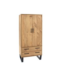 Texas Wooden Wardrobe With 2 Doors And 2 Drawers In Antique Wax