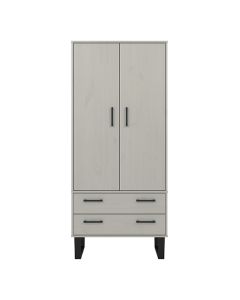 Texas Wooden Wardrobe With 2 Doors And 2 Drawers In Grey Washed Wax