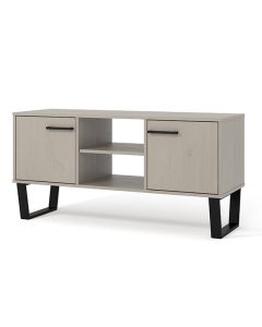 Texas Wooden Flat Screen TV Stand With 2 Doors In Grey Washed Wax