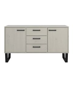 Texas Medium Wooden Sideboard With 2 Doors And 3 Drawers In Grey Washed Wax