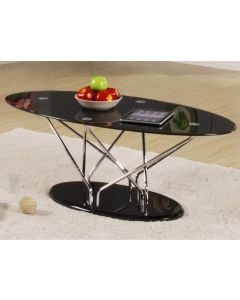 Uplands Black Glass Coffee Table With Chrome Legs