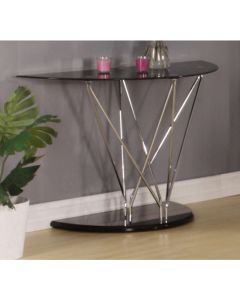 Uplands Black Glass Console Table With Chrome Legs