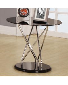 Uplands Black Glass Lamp Table With Chrome Legs