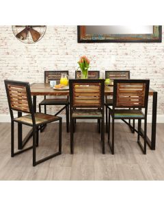 Urban Chic Large Wooden Dining Table With 6 Chairs