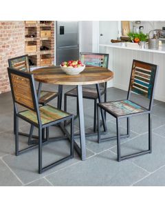 Urban Chic Round Wooden Dining Table With 4 Chairs