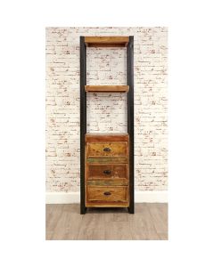 Urban Chic Wooden Alcove Bookcase With 2 Shelves And 3 Drawers