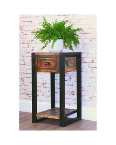 Urban Chic Wooden Lamp Table With 1 Drawer And 1 Shelf