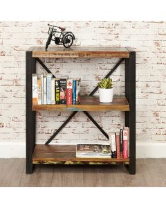 Urban Chic Wooden Low Bookcase With 3 Shelves