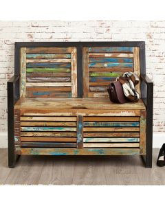 Urban Chic Wooden Storage Hallway Bench With Shoe Storage