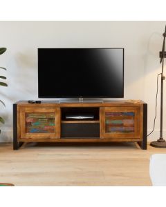 Urban Chic Wooden TV Stand With 2 Doors And 1 Drawer