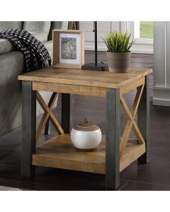 Urban Elegance Wooden Lamp Table In Reclaimed Wood