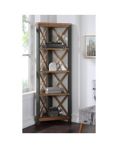 Urban Elegance Wooden Large Corner Bookcase In Reclaimed Wood