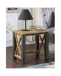 Urban Elegance Wooden Open Front Lamp Table In Reclaimed Wood