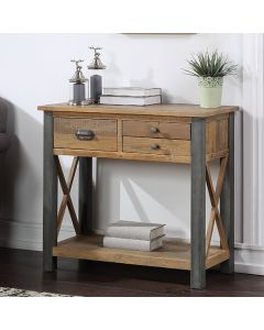 Urban Elegance Wooden Small Console Table In Reclaimed Wood
