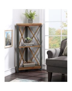 Urban Elegance Wooden Small Corner Bookcase In Reclaimed Wood