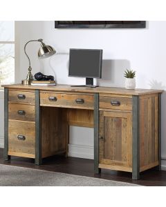 Urban Elegance Wooden Twin Pedestal Computer Desk In Reclaimed Wood