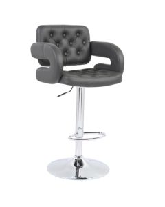 Utah Faux Leather Bar Stool In Grey With Chrome Metal Base