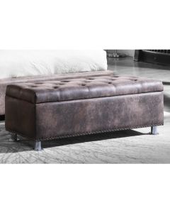 Valencia Antique Fabric Ottoman In Brown