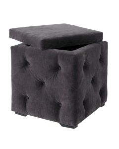 Valentina Fabric Upholstered Storage Stool In Charcoal