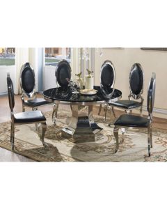 Vasto Black Marble Dining Set With 6 Chairs
