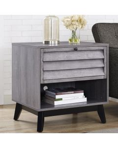 Vaughn Wooden Bedside Table In Grey Oak