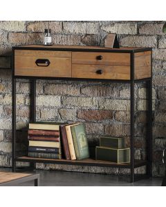 Ooki Wooden Small Console Table With 3 Drawers In Oak