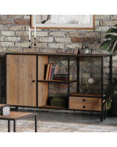 Ooki Wooden Open Sideboard With 1 Door And 2 Drawers In Oak