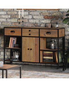 Ooki Wooden Open Sideboard With 2 Doors And 4 Drawers In Oak