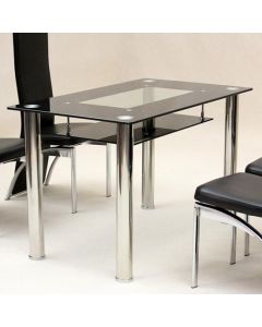 Vegas Small Glass Dining Table With Stainless Steel Legs