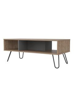 Vegas Wooden Coffee Table With Shelf In Bleached Oak Effect