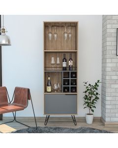 Vegas Wooden Tall Drinks Cabinet In Bleached Oak Effect