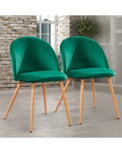Venice Green Velvet Dining Chairs In Pair